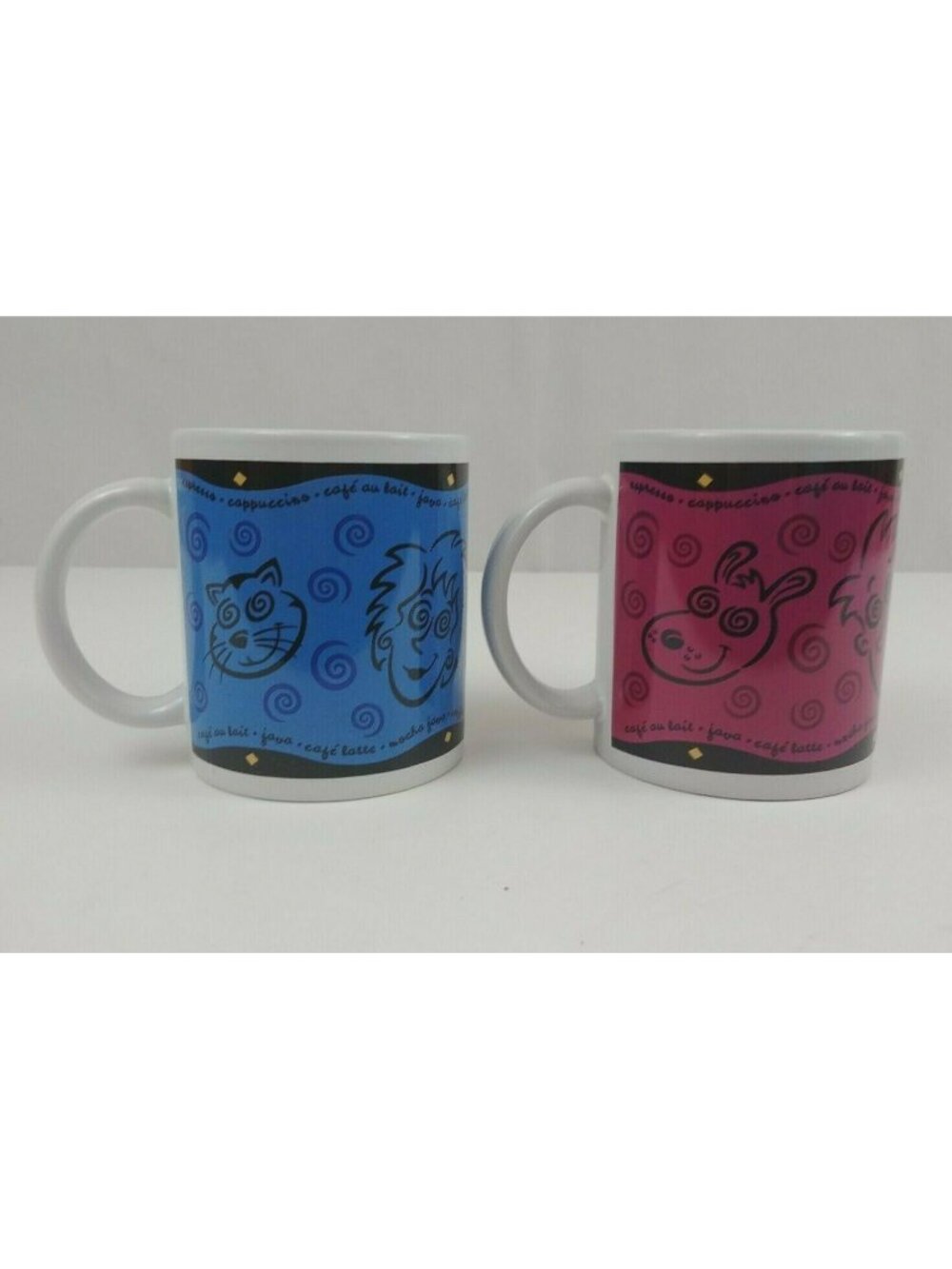 YAG Young America Group Coffee Mugs His and Hers Gift Set  Man, Woman, Dog,& Cat